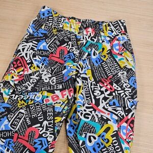 V.I.P. Graffiti Print Joggers Womens 3/26 24x26 Multicolor Elastic Waist Street